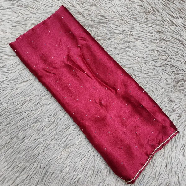 Soft Crushed Satin Hijabs with Stone Border | HJ19
